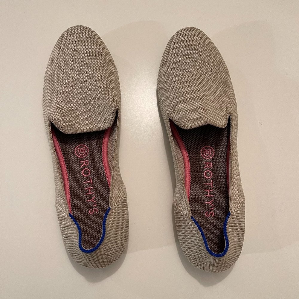 Rothy's Taupe Flats with Blue Accents